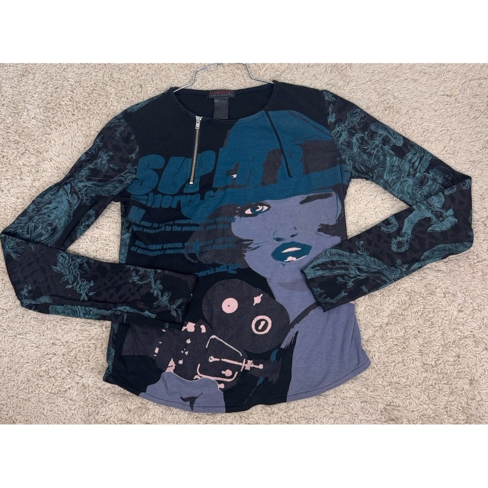 VTG Custo Barcelona Mod Art To Wear Long Sleeve Shirt Women's 38 Or S Whimsigoth